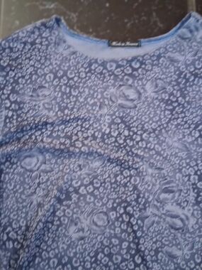 Made In Heaven Blue Floral & Leopard Print Tee Y2k